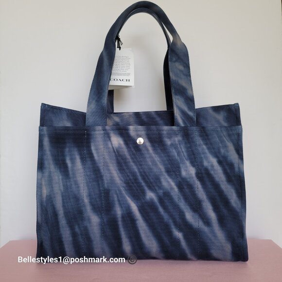 COACH Tie Dye Cargo 42 Canvas Large Tote -Midnight Navy color - Picture 5 of 16